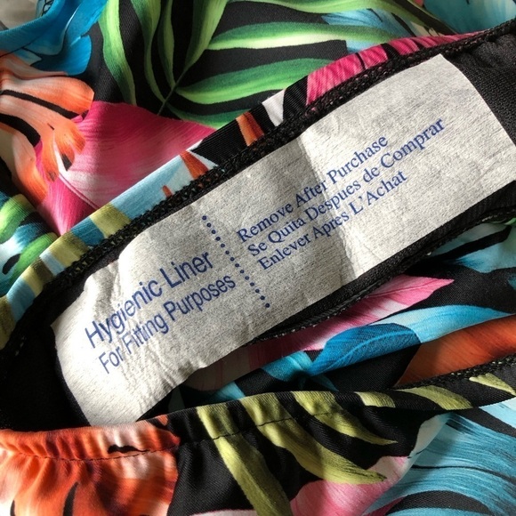 Swim Solutions Off The Shoulder Ruffle One Piece Swimsuit Size 8 Black Multi - Picture 12 of 14